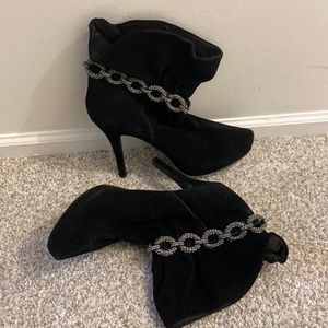ankle stylish booties, heels, decoration